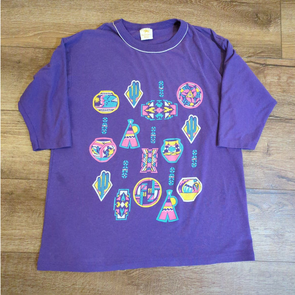 VTG Huntington Ridge Adult Large Short Sleeve Shirt - Western Cowboy Aztec Tribe - Picture 1 of 11